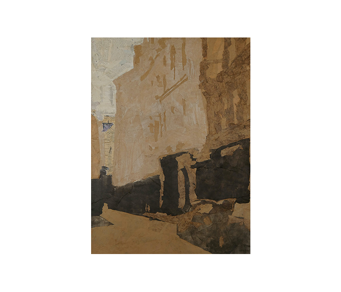<b>Rue inconnue, Paris</sup><br><b>Papiers déchirés, teintés et collés sur carton, marouflé sur toile - 128x99cm